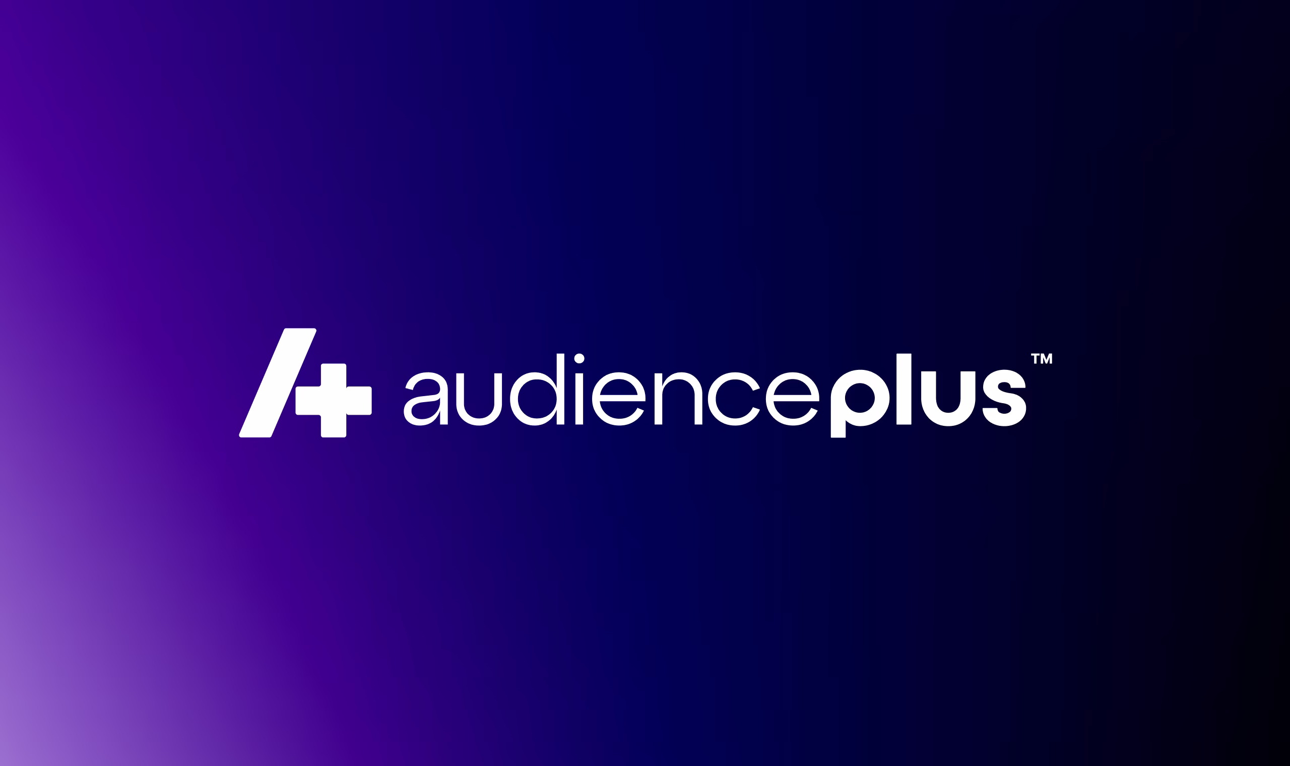AudiencePlus wordmark on a purple-to-navy gradient