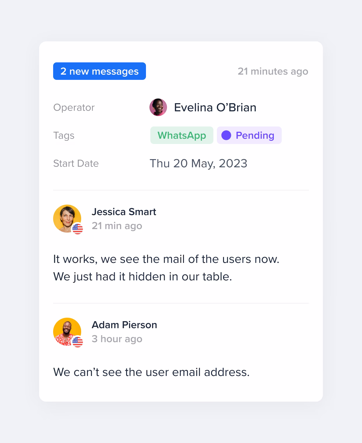 Crisp contact card