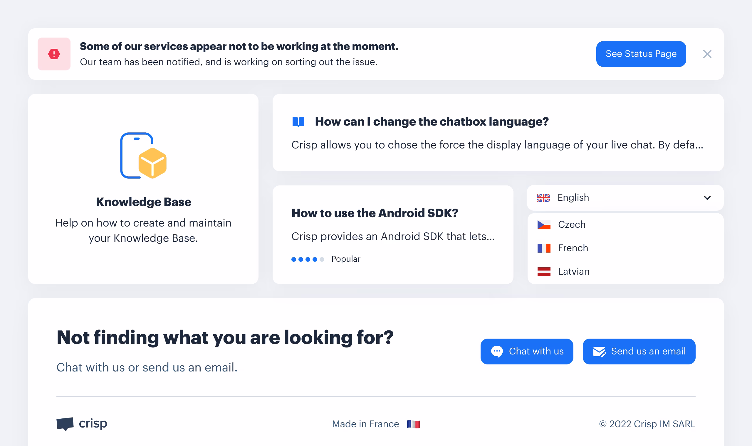 Crisp help desk UI components