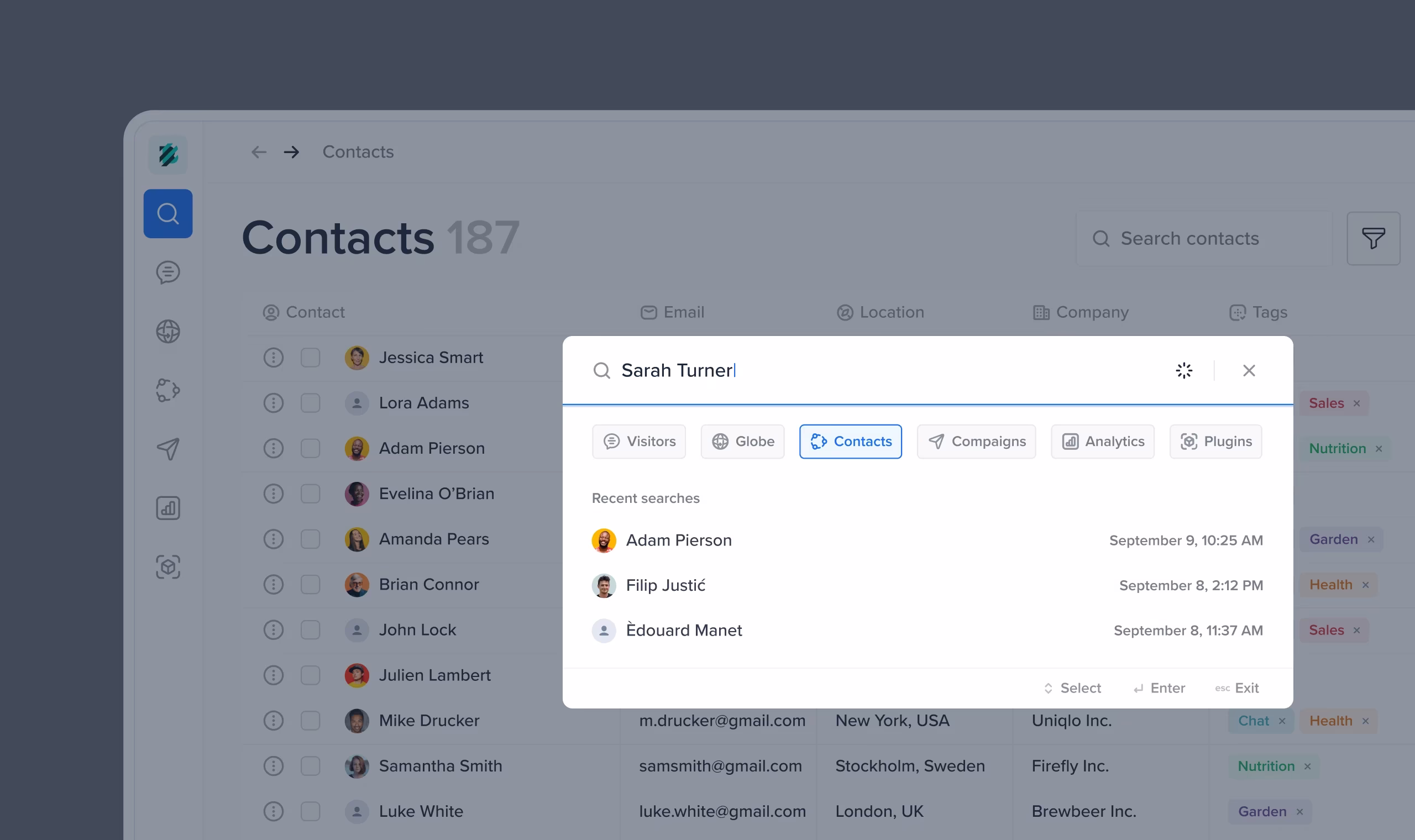 Crisp search interface