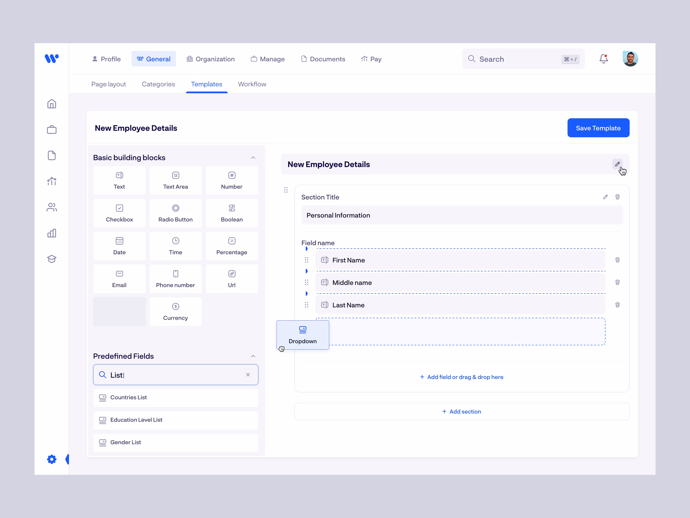 Rock HR platform interface