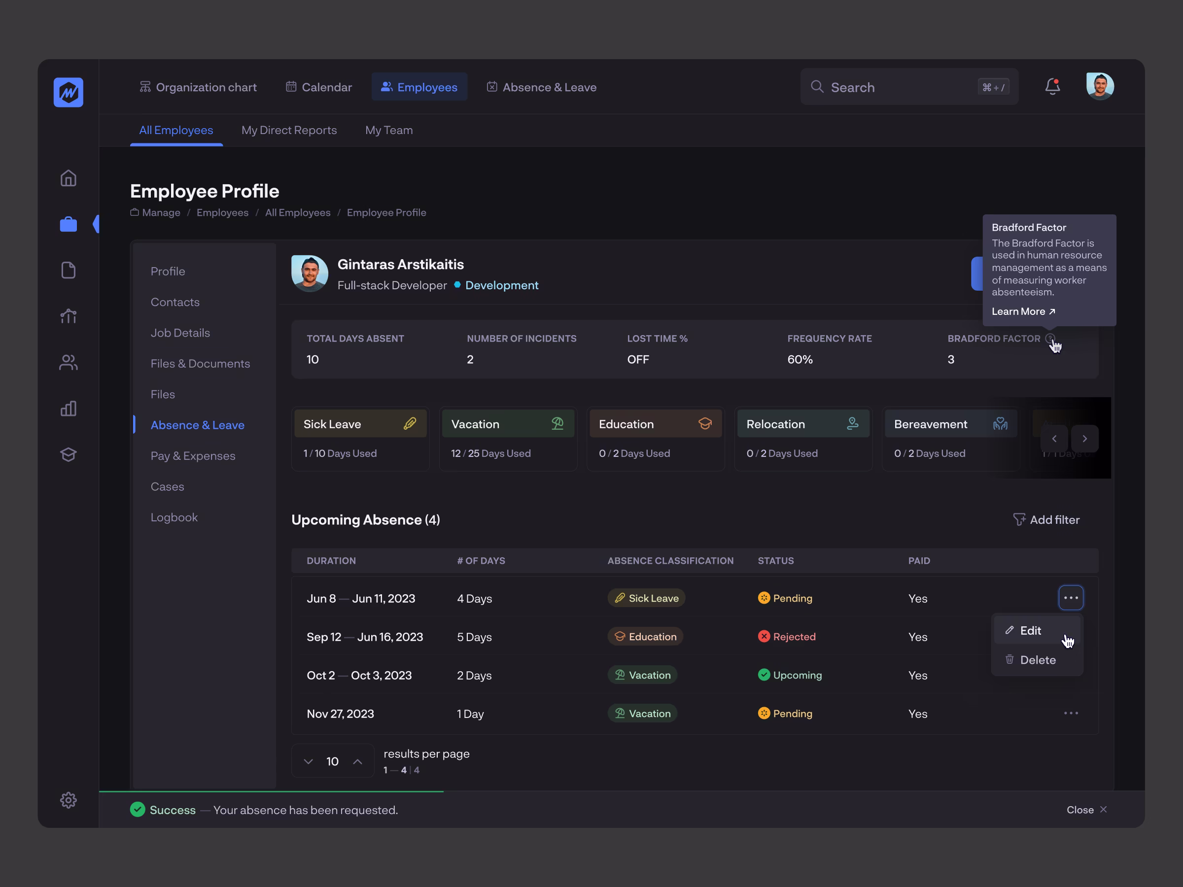 Rock HR platform interface