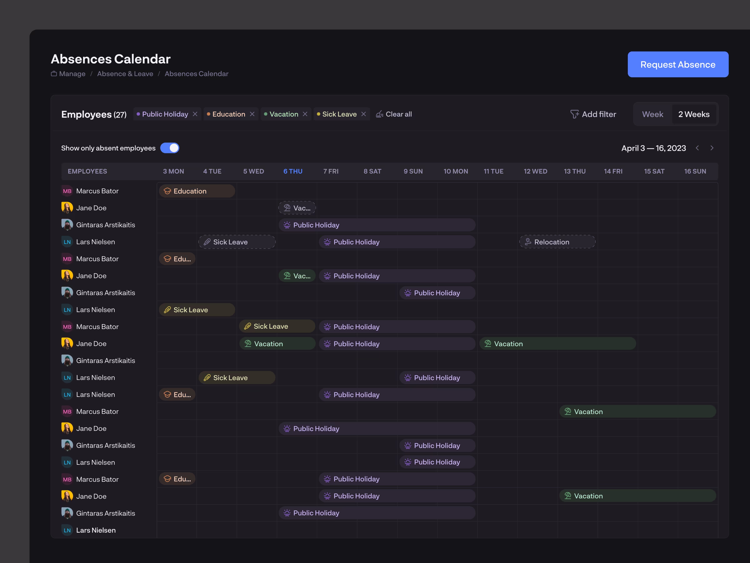 Rock HR platform interface