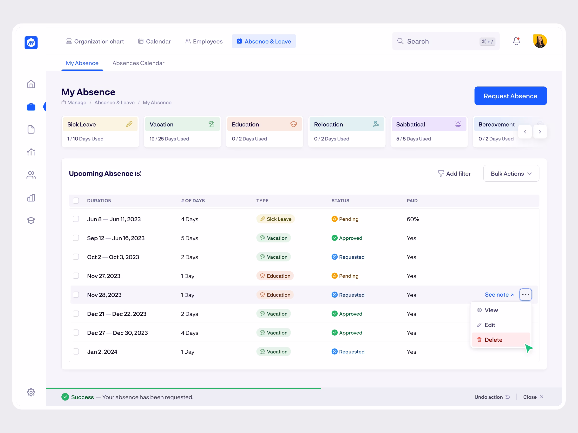 Rock HR platform interface