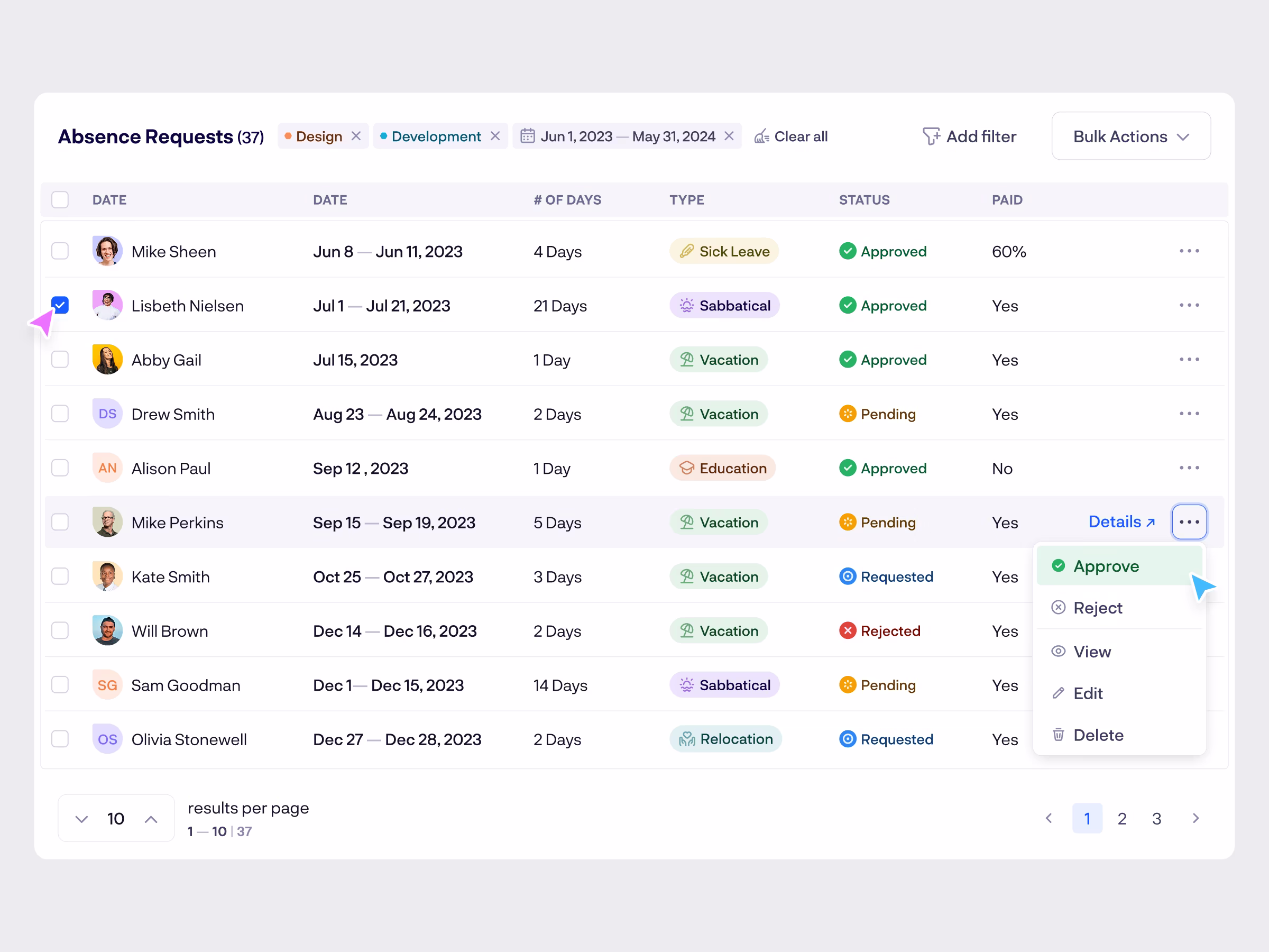 Rock HR platform interface