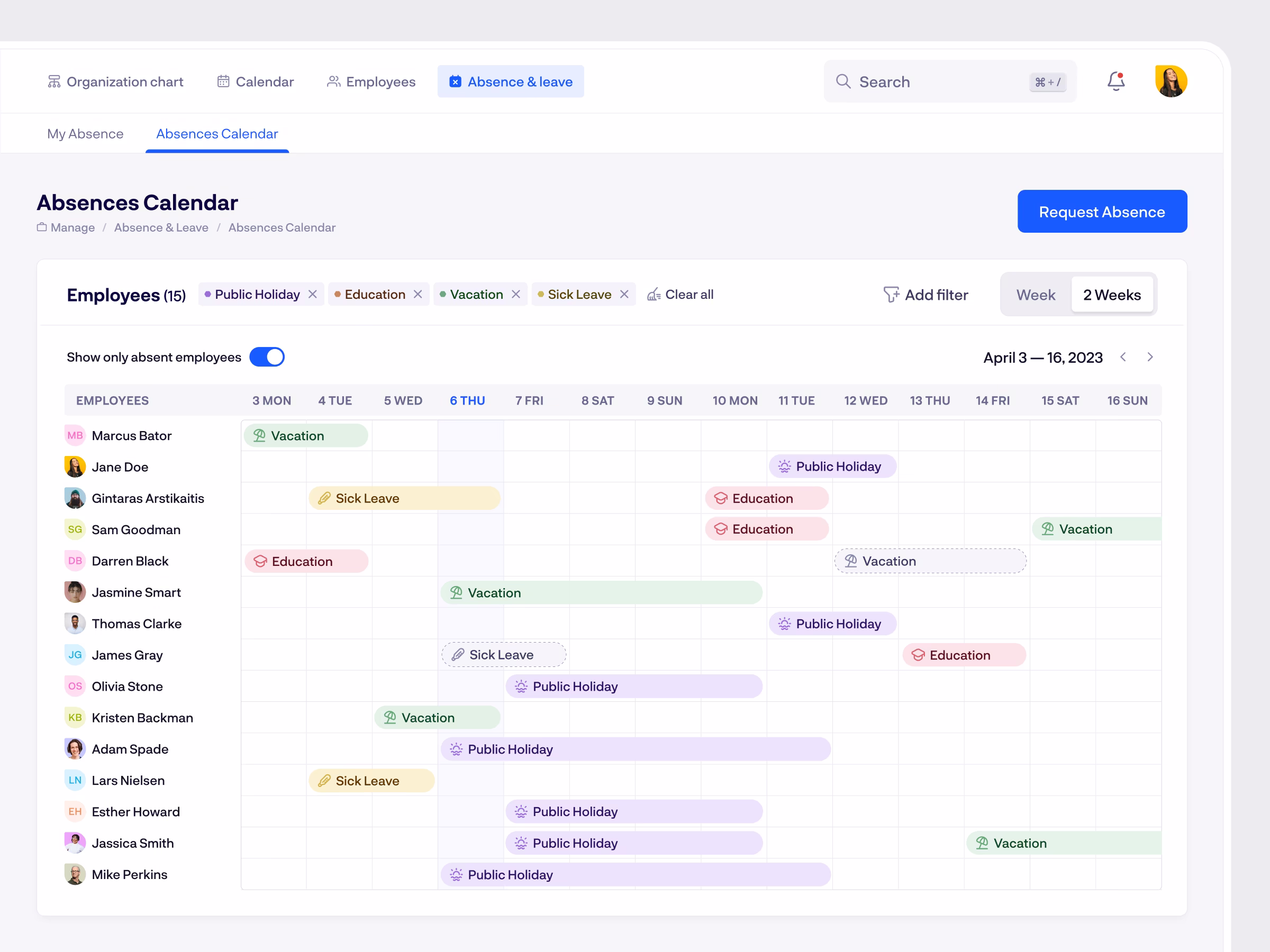 Rock HR platform interface