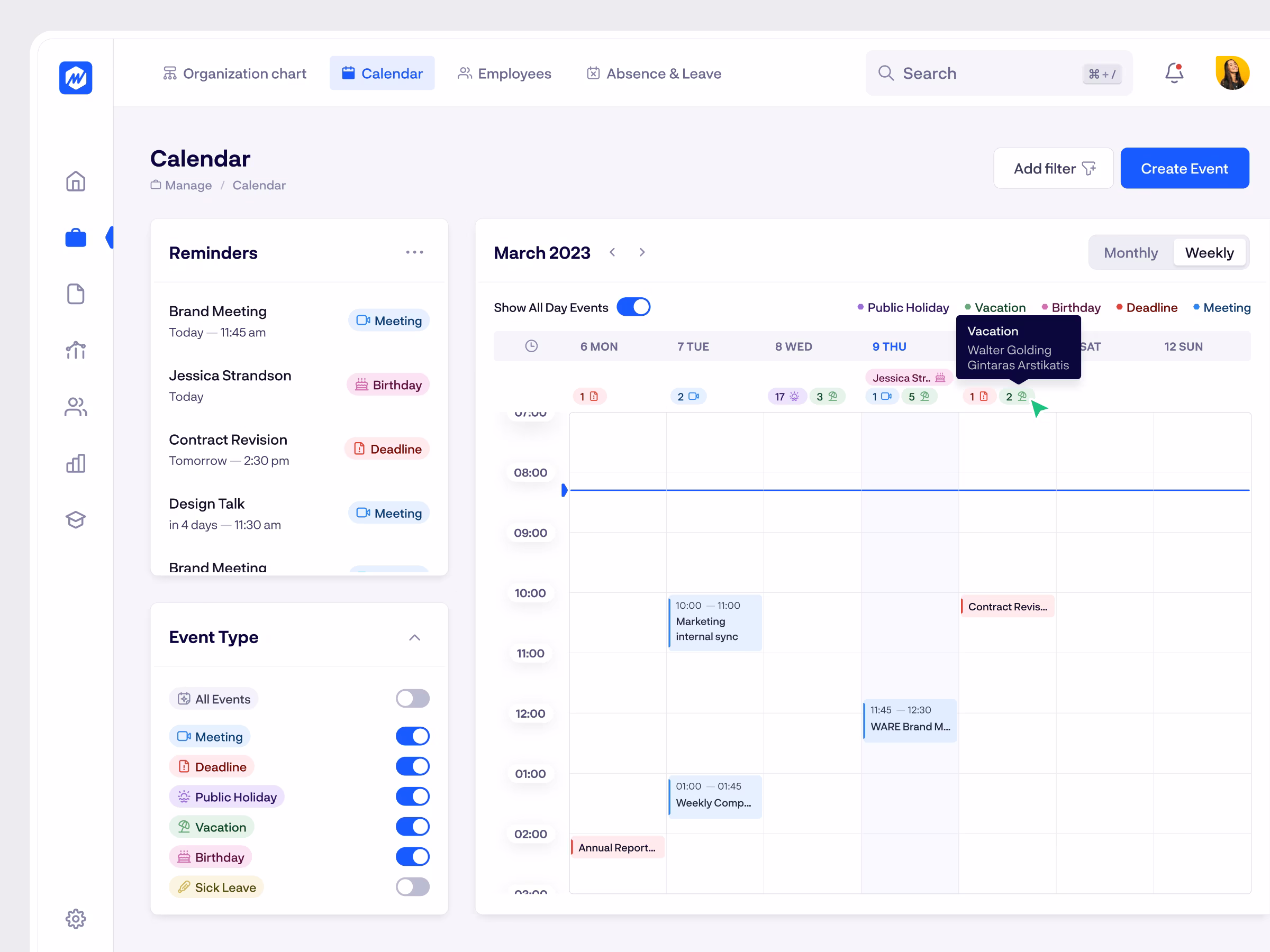 Rock HR platform interface
