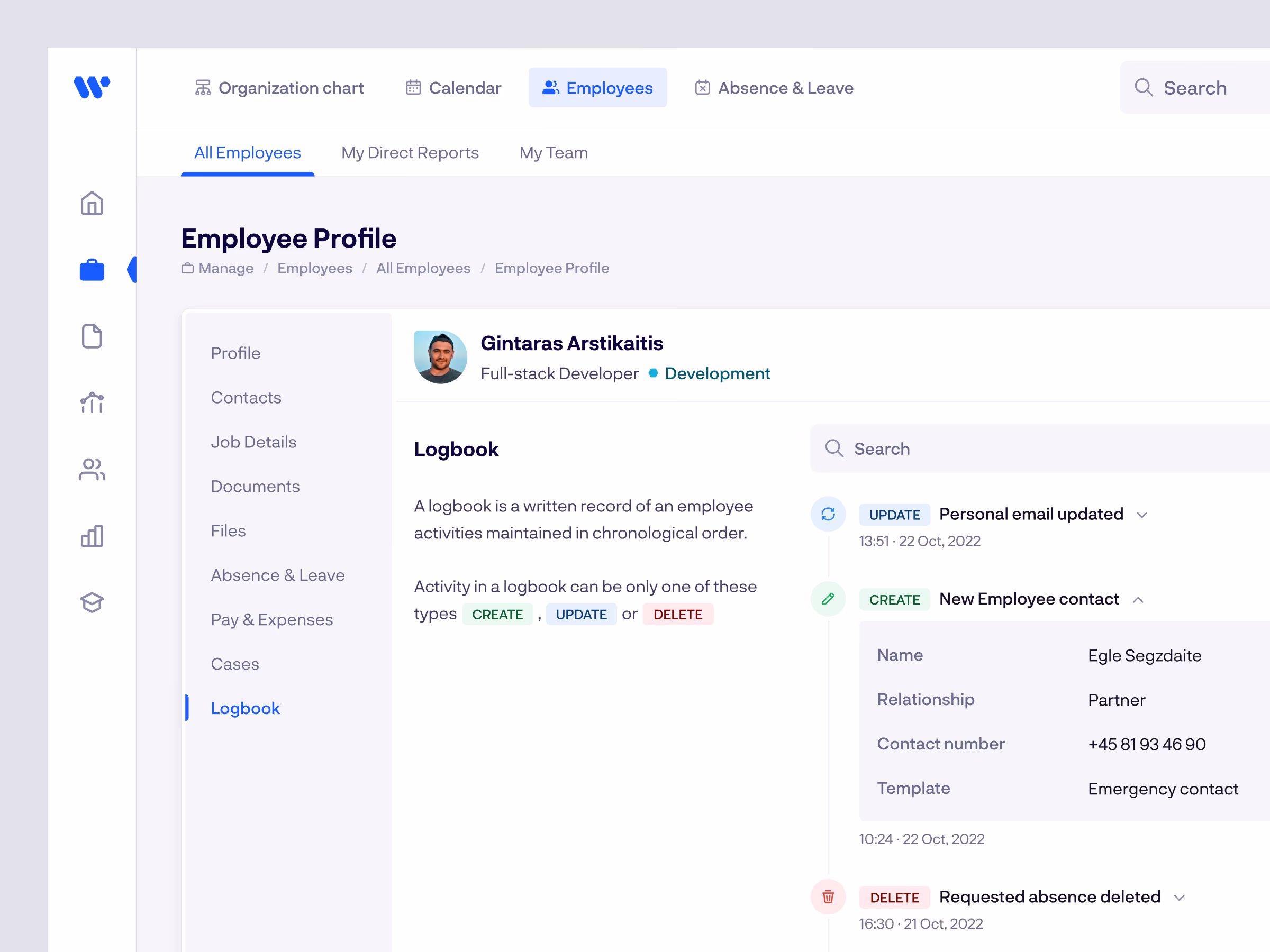 Rock HR platform interface